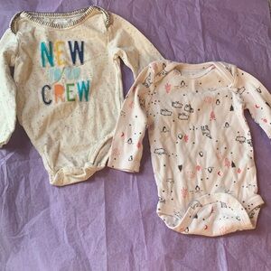 New Crew Beige and Pink Baby Onesies